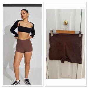 Garage Brown High-Rise Bike Shorts